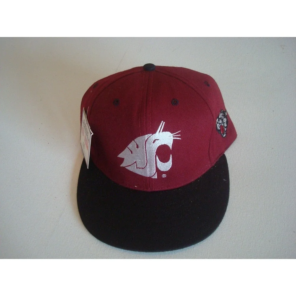 WASHINGTON STATE COUGARS 80S FITTED SZ 7 3/8 DEADSTOCK HAT CAP VINTAGE D1‎